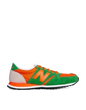 New Balance Green/Orange Suede Mix 420 Sneakers...