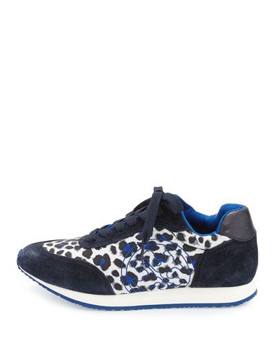Tory Burch Delancey Leopard-Print Sneaker, Snow Leopard