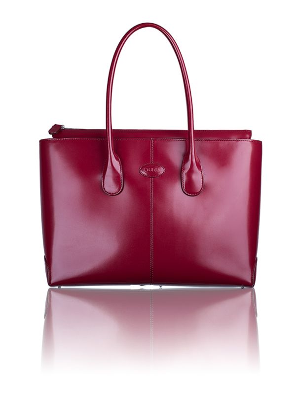 TOD’S Spazzolato Leather Structured Tote Handbag...
