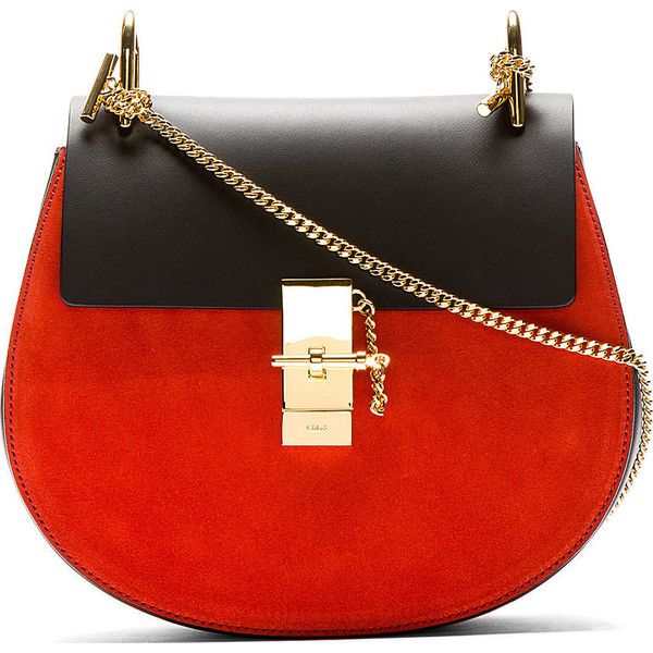 Chloé Black & Red Suede-Trimmed Drew Shoulder Bag found on Polyvore...
