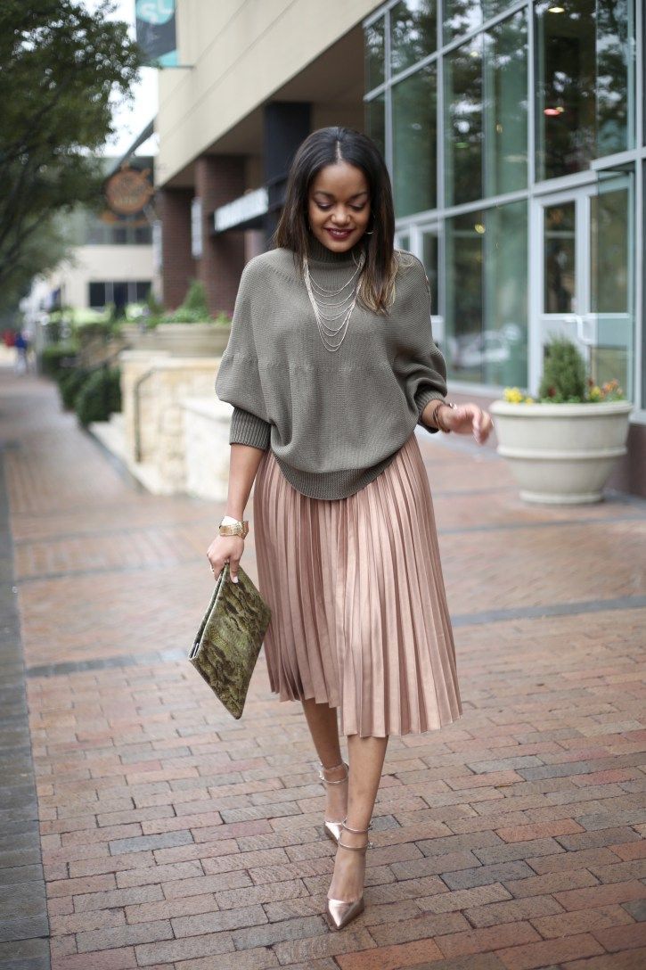 pleated skirt, asos gold pleated midi skirt, asos cape sweater, how to wear a pl...