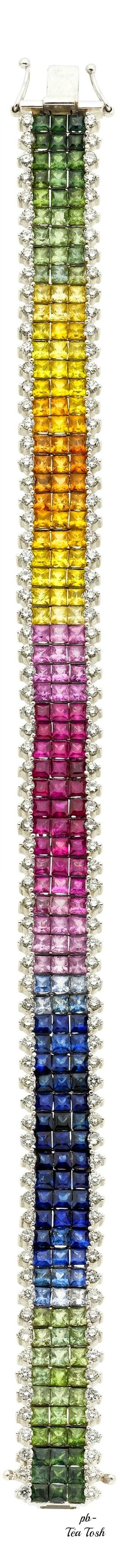 ❇Téa Tosh❇ ... Rainbow sapphire gemstone and diamond bracelet ❤️