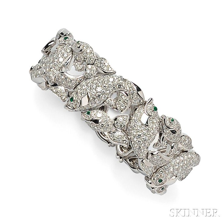 8kt White Gold and Diamond Strap Bracelet, Cartier, France (...