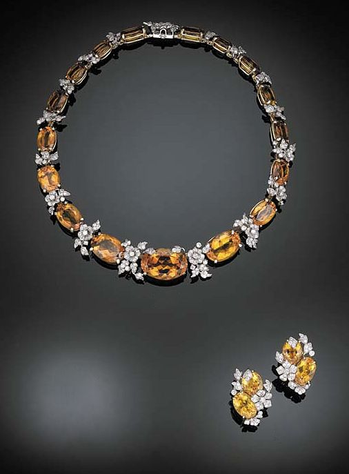 A SUITE OF CITRINE AND DIAMOND JEWELRY, BY VERDURA Designed as a graduated line ...