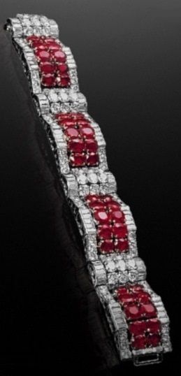 An Art Deco platinum, ruby and diamond bracelet, by Van Cleef & Arpels, circa 19...