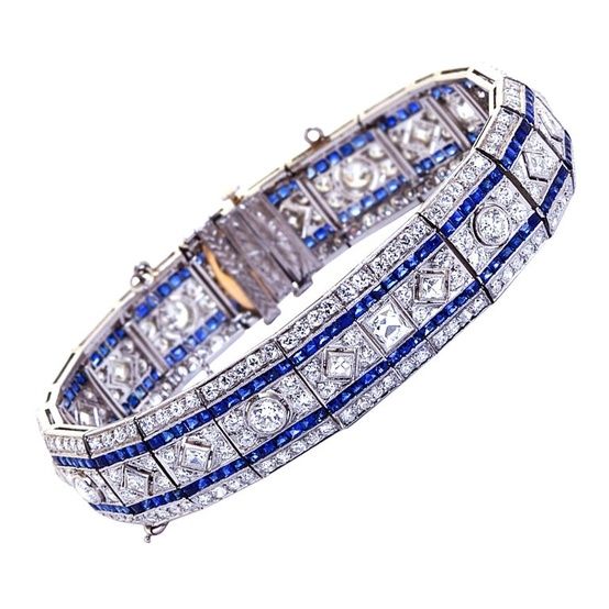 Art Deco diamond & sapphire bracelet