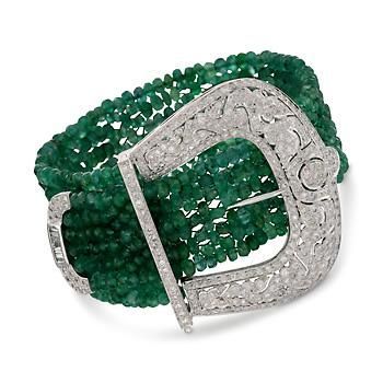Cartier ~ Art Deco Emerald Diamond Platinum Bracelet...