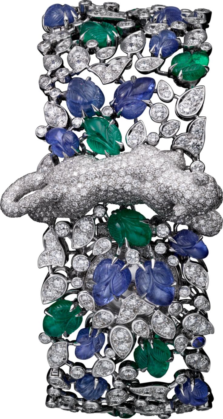 Cartier High Jewelry Watch set with sapphires, emeralds and diamonds | World&#39...