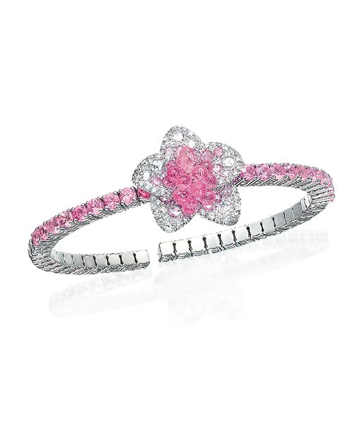 Cellini Jewelers Briolette Blossom Collection. Pink Sapphire Briolette and Diamo...