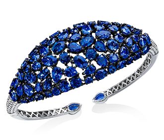 Cellini Jewelers Gorgeous Sapphire and Diamond Cuff. 25.23 carats of rose cut sa...