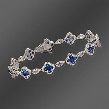 Gregg Ruth 3.69 ct. t.w. Sapphire and 1.32 ct. t.w. Diamond Floral Link Bracelet...