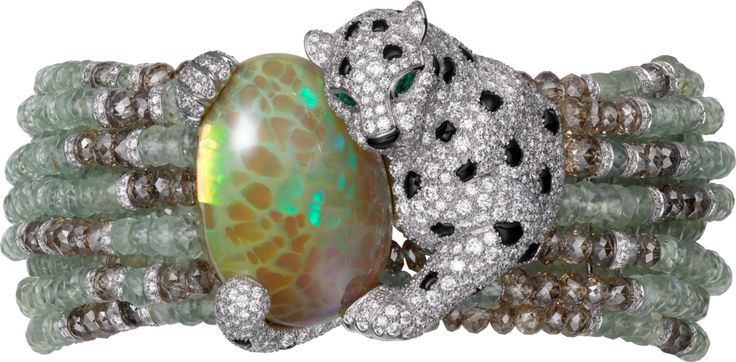 High Jewelry Panthère de Cartier bracelet White gold, opal, chrysoberyls, emera...