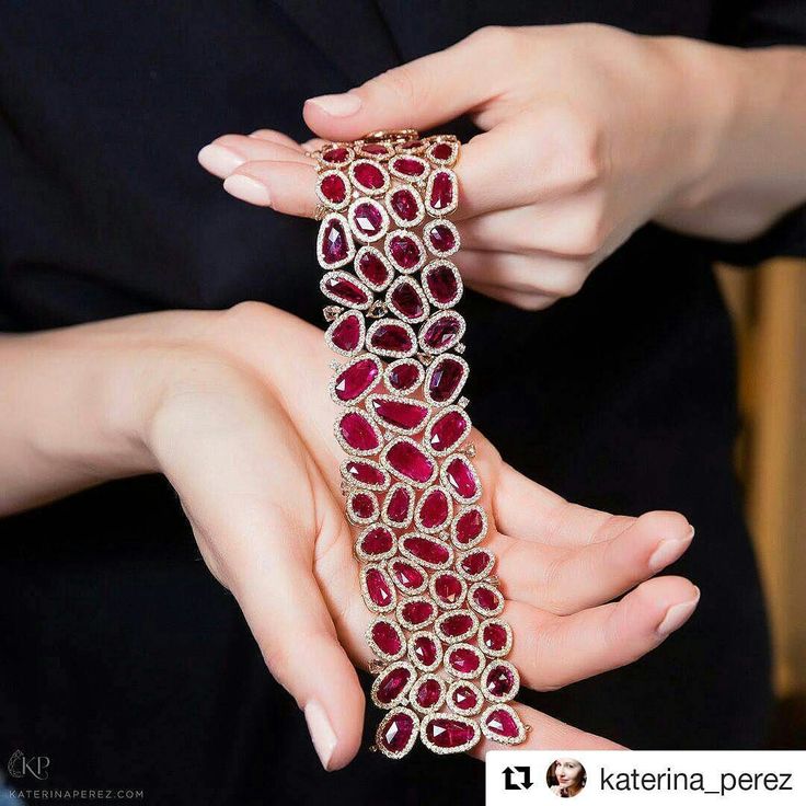 @katerina_perez. Sutra Jewels presented a 63ct ruby and diamond bracelet at @by_...