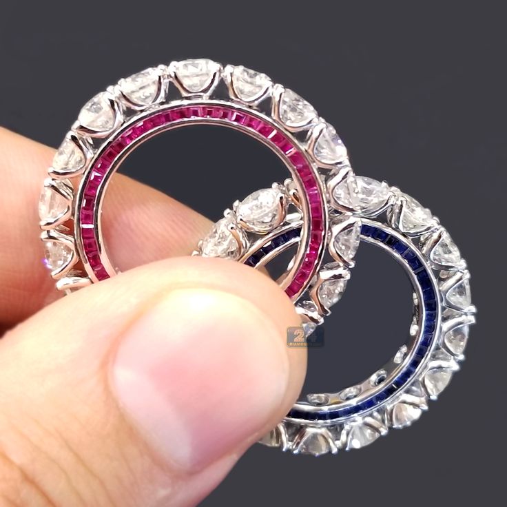 Red Ruby or Blue Sapphire? These all way around diamond and gemstone eternity ba...