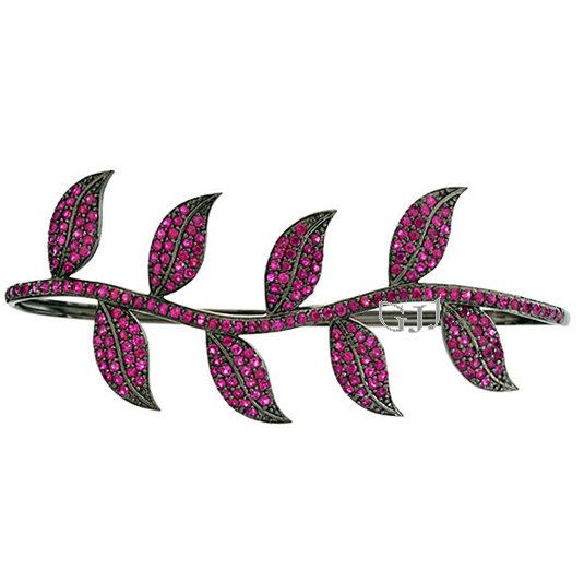 Ruby Bracelet Jewelry Ruby Pave Leaf Style by DiamondBeadsFindings