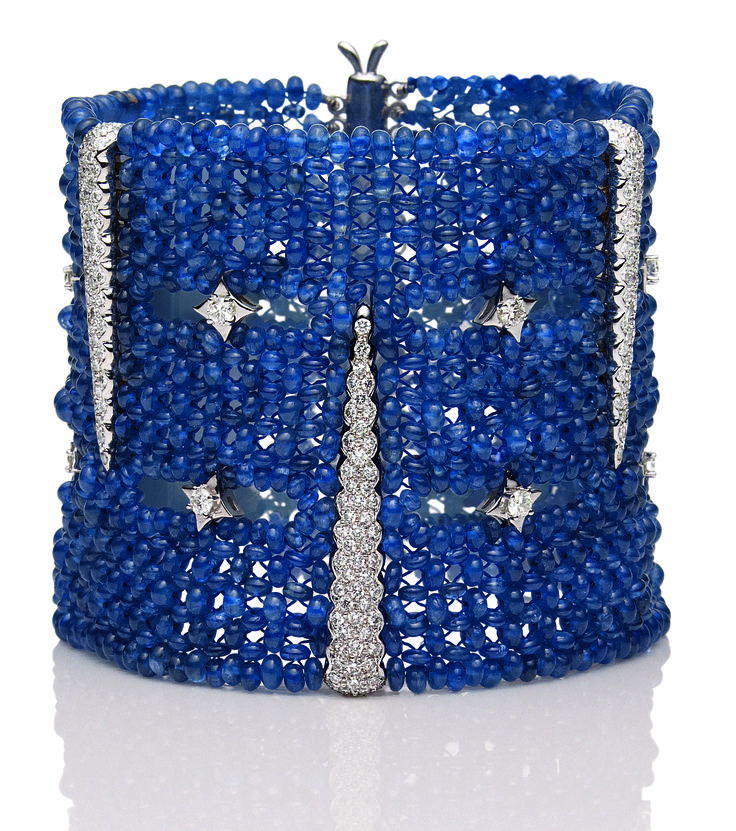 Sapphire and diamond cuff bracelet