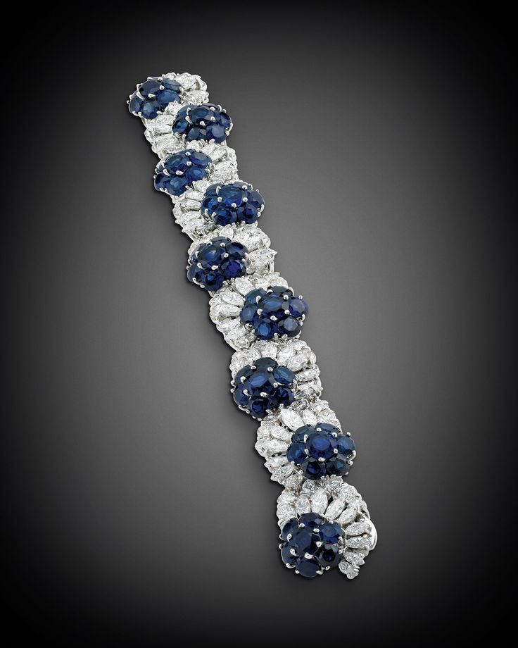 Sapphire and Diamond Blossom Bracelet