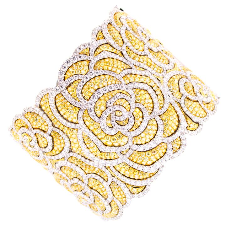 Stunning Canary White Diamond Cuff Bracelet.