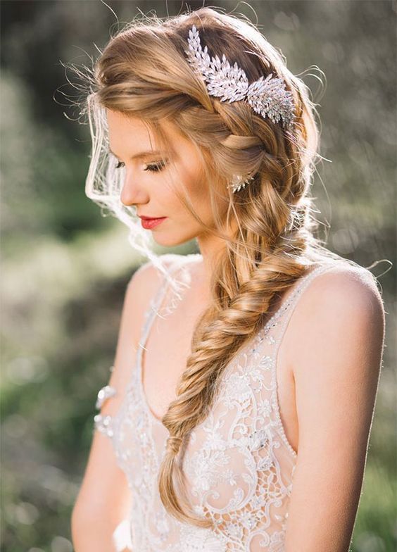 Side Twisted Braid Hairpiece Wedding Hairstyle - MODwedding