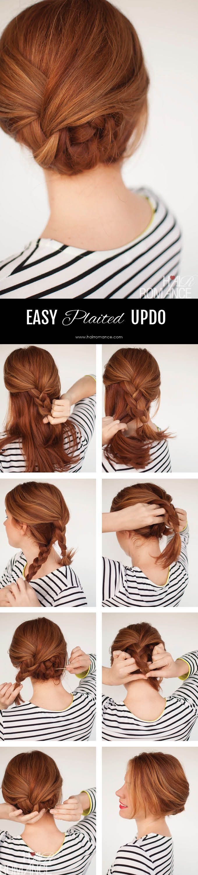 Easy plaited updo hairstyle tutorial