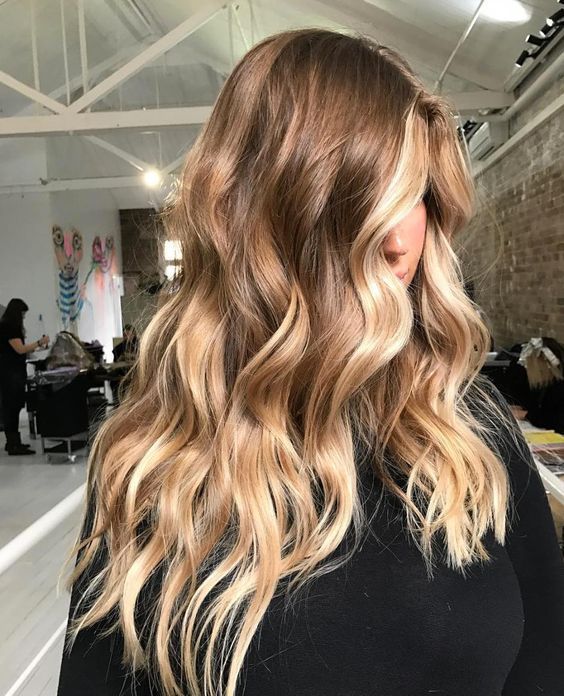Hair goals long brunette waves with blonde balayage...