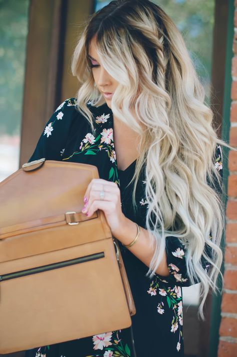 stunning long blonde ashy platinum hair with a dark root - love this look for sp...