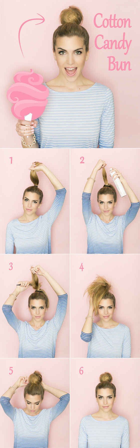This teased bun is great if your hair is already a frizzy mess. Tease it out a b...