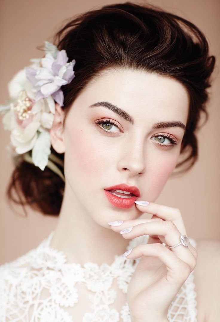 Coral and rosy cheeks make for a lovely valentines day makeup for blushing beaut...