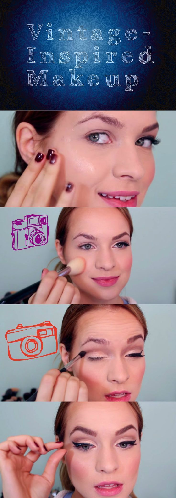 Vintage Inspire Makeup | Step by Step Easy and Dramatic Makeup Look by Makeup Tu...
