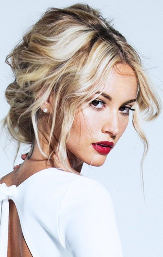 Wear a sultry red lip with tousled waves this valentines day to make a soft and ...