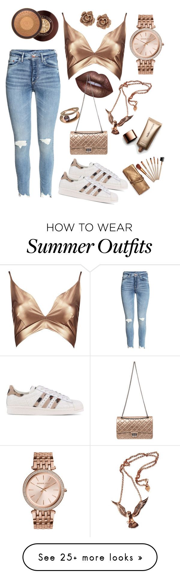 "bronze n  jeans  *•*" by chantellexxxx on Polyvore featuring adidas...