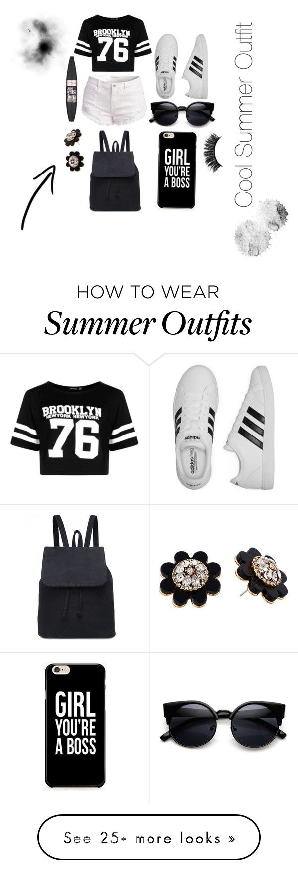 "Cool Summer Outfit" by angerodaway on Polyvore featuring Boohoo, adid...