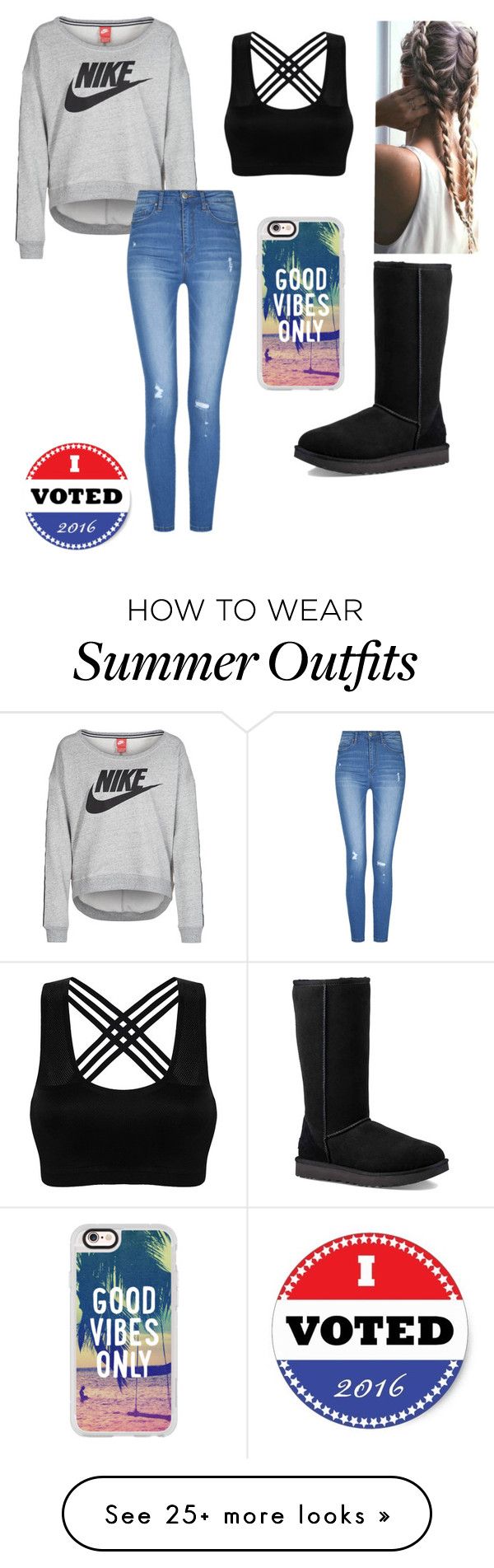 "#ElectionDay2k16" by alyssa-wilsonn on Polyvore featuring NIKE, UGG a...