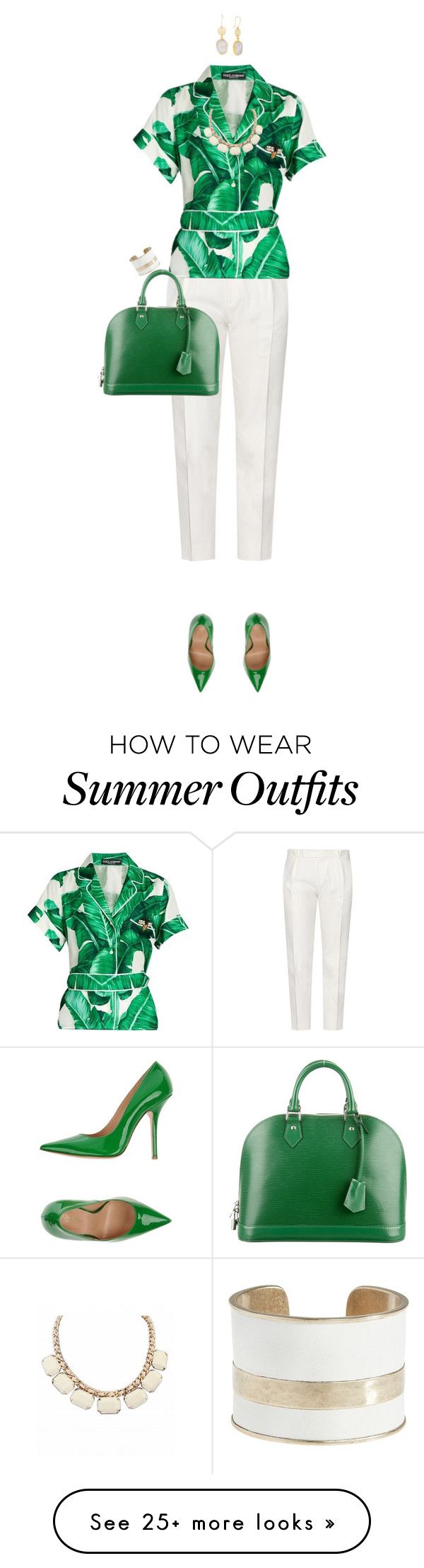 "Green And White For Summer" by ittie-kittie on Polyvore featuring Tod...