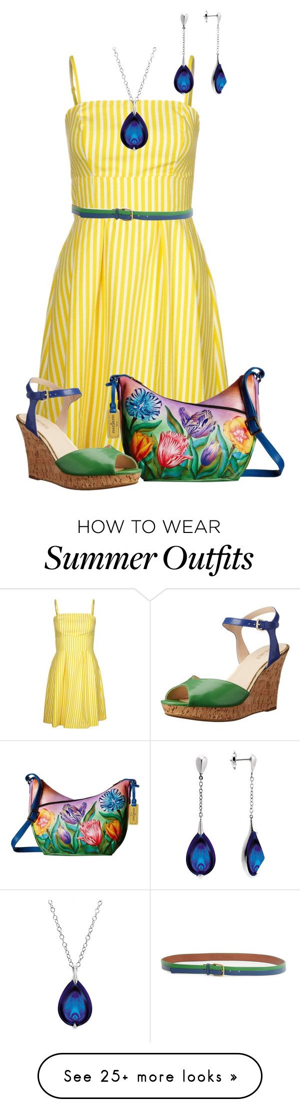 "Green Yellow and Blue" by my-pretend-closet on Polyvore featuring Ver...