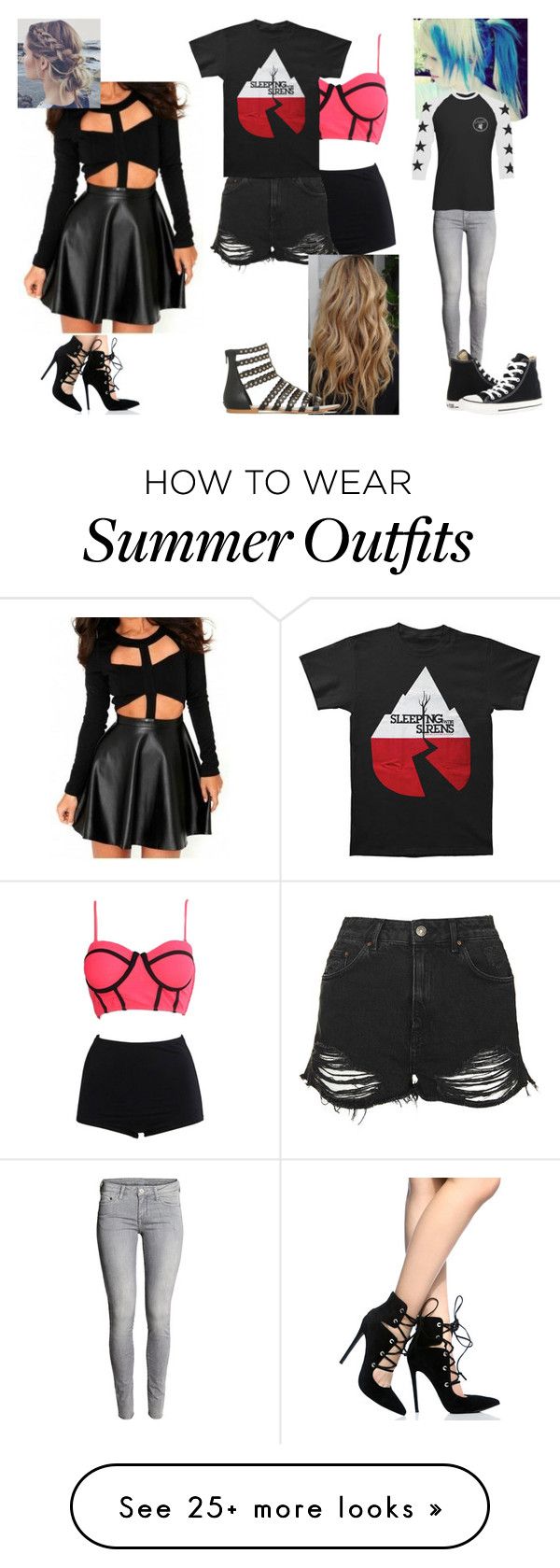 "Her three outfits" by emokit-kat on Polyvore featuring WithChic, Tops...