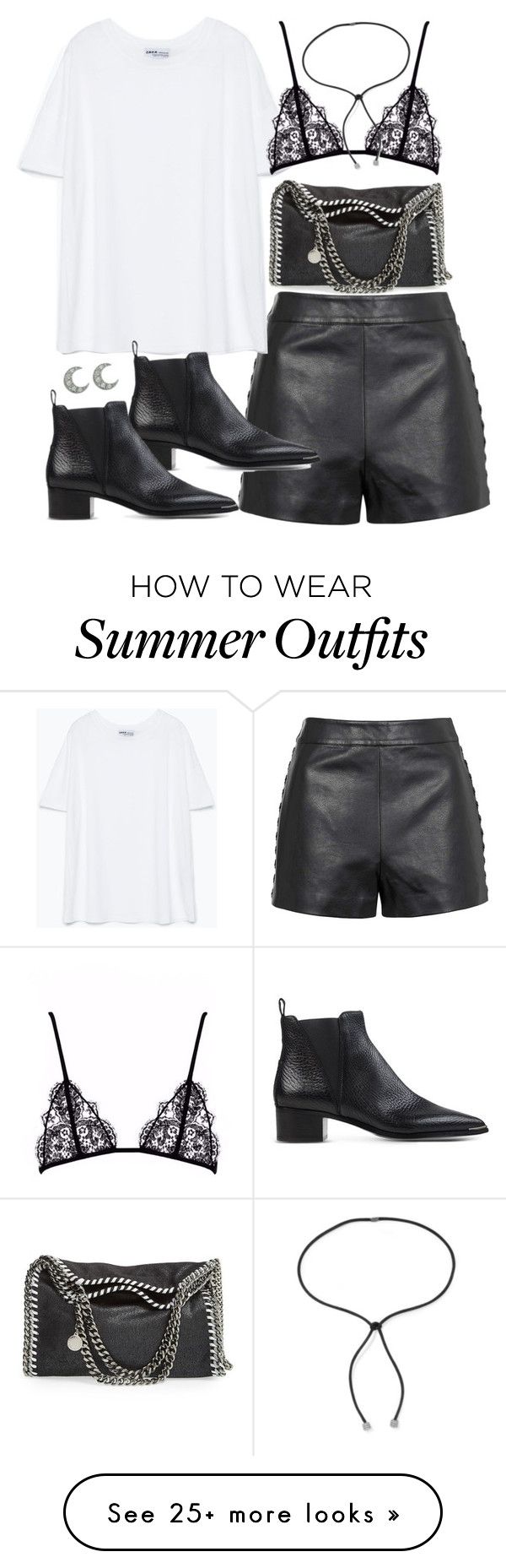 "Outfit for summer with leather shorts" by ferned on Polyvore featurin...
