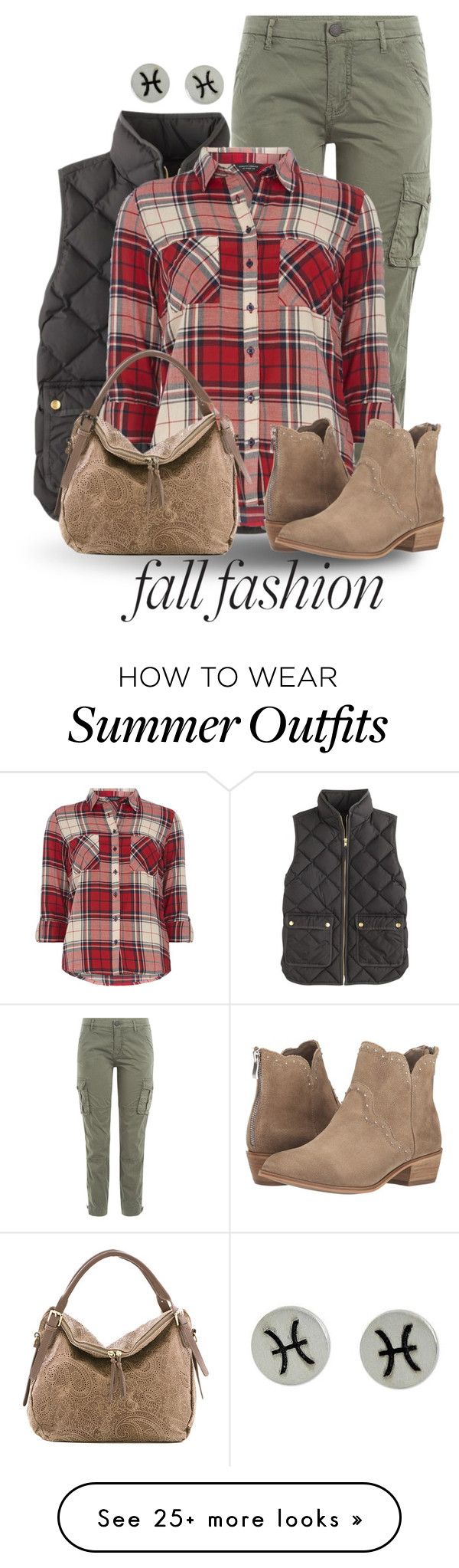 "Plaid + Vest + Booties = must be Fall" by curvygirlamy on Polyvore fe...