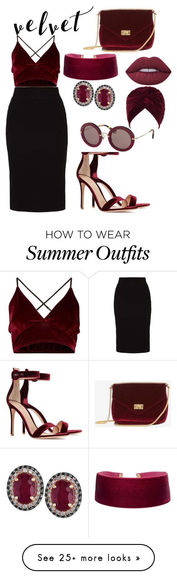 "velvet top outfit" by naudiawilliams8 on Polyvore featuring even&...
