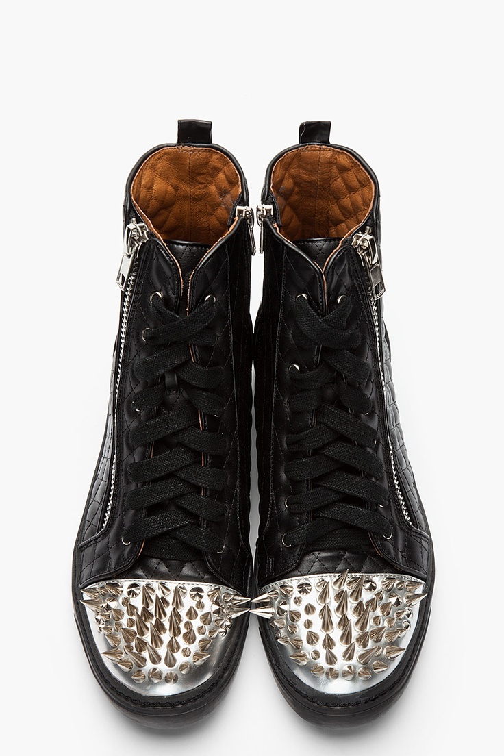 JEFFREY CAMPBELL //  BLACK QUILTED ADAM SPIKED CAP SNEAKERS....