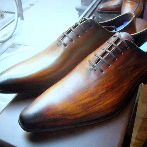 Mens wholecut hand painted brown oxfords #shoesformen #luxury #handmade #mensfas...