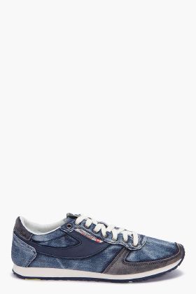 pass on sneakers denim and blue leather  diesel...