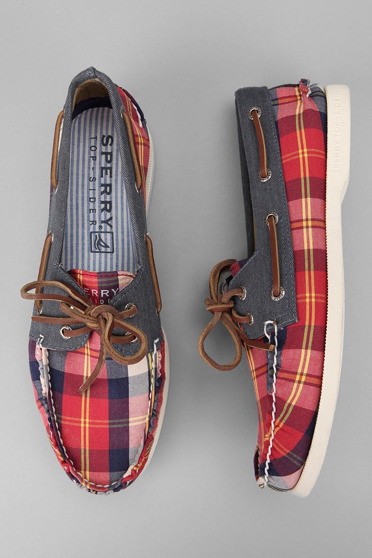 Sperry Top-Sider Plaid Washed Canvas Boat Shoe  #UrbanOutfitters