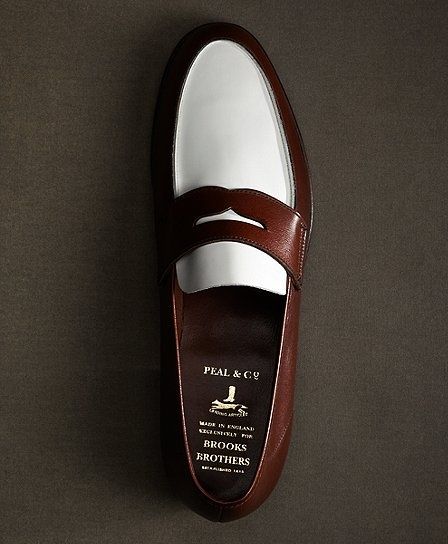 The Great Gatsby Collection White and Brown Spectator Loafer - Brooks Brothers...