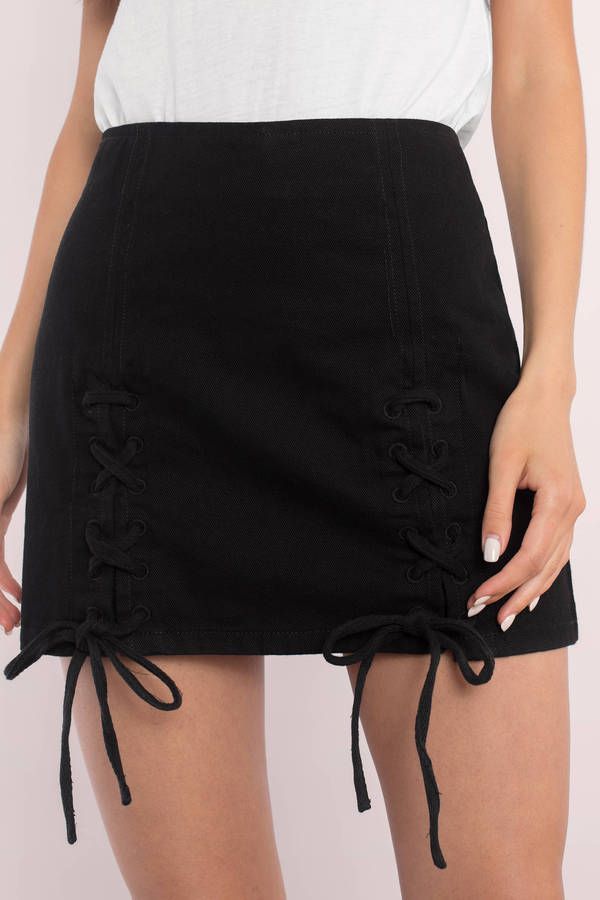 Lace It On Denim Skirt
