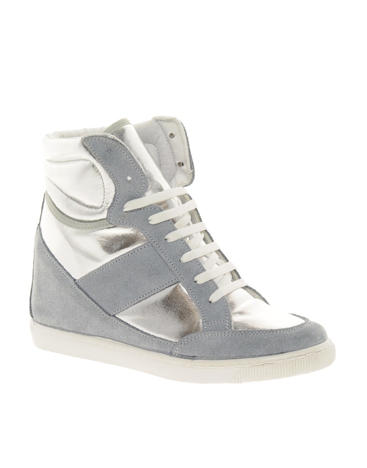 ASOS DENY Wedge High Top Sneakers With Suede Detail...