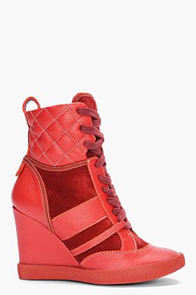 CHLOE Red Wedge Sneakers