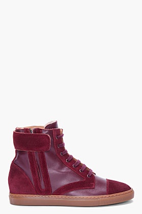 COMMON PROJECTS Burgundy Leather Wedge Sneakers