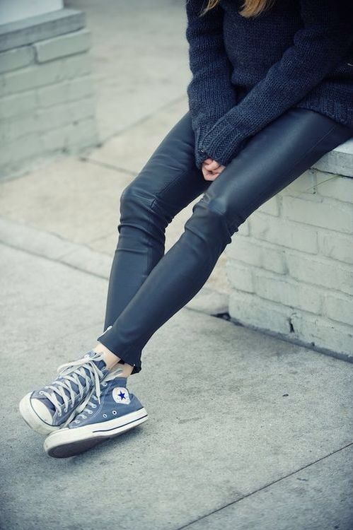 leather pants. converse.