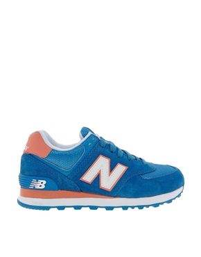 New Balance 574 Suede and Mesh Blue Sneakers